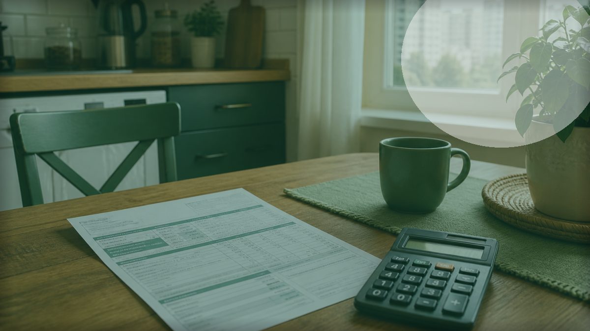 Electricity bill and calculator on a table
